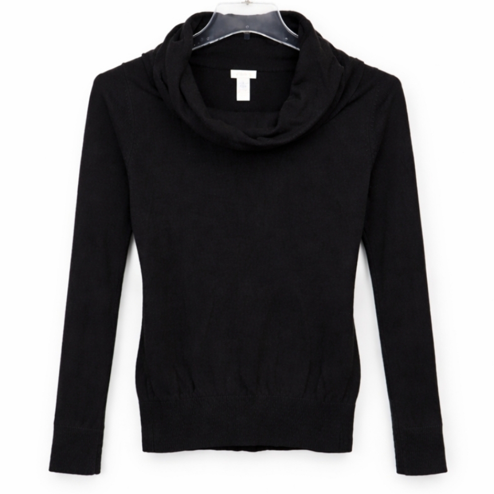 Chicos Black Cowl Neck Sweater Sz 1 (Med)